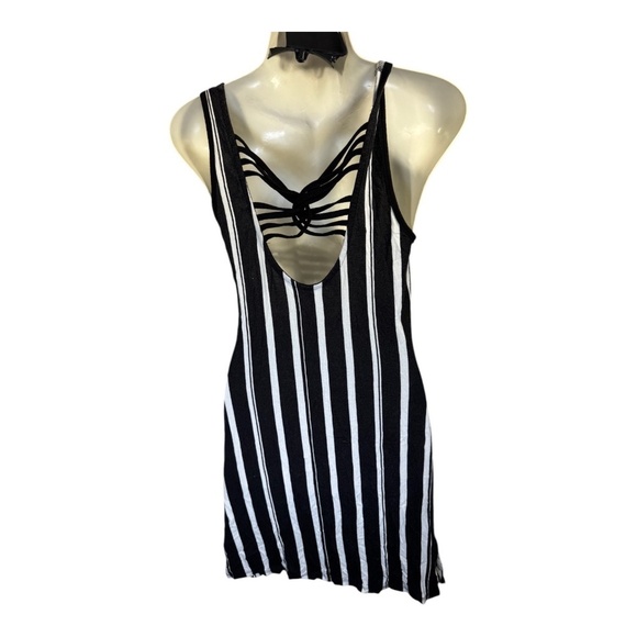La Vie En Rose Aqua Cover-up Womens Size Small Dress Black White Striped Vacatio - Picture 7 of 8
